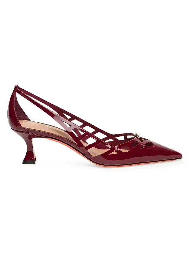 Santoni Women's 55MM Cut-Out Patent Leather Pumps - Red