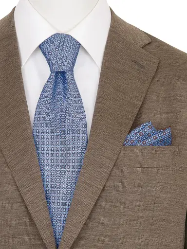 Stefano Ricci Men's Luxury Silk Tie Set - Blue Brown | Thumbnail 2 Stefano Ricci Men's Luxury Silk Tie Set - Blue Brown | Thumbnail 2