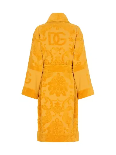 Dolce & Gabbana Men's Jacquard Logo Bath Robe - Yellow - Size XL | Thumbnail 2