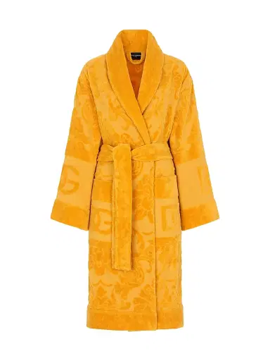 Dolce & Gabbana Men's Jacquard Logo Bath Robe - Yellow - Size XL | Thumbnail 1