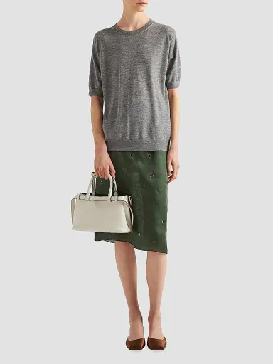 Prada Women's Buckle Small Leather Top Handle Bag with Double Belt - White | Thumbnail 2