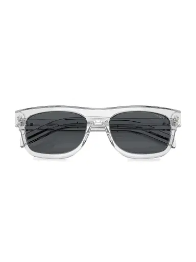 Prada Men's 55MM Pillow Sunglasses - Transparent Grey | Thumbnail 5
