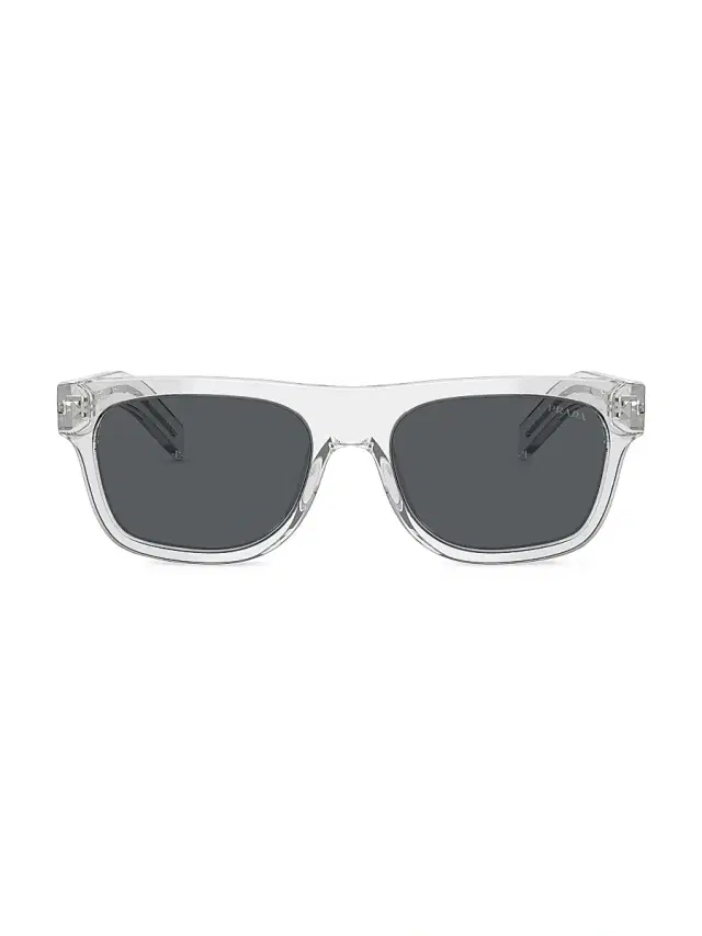 Prada Men's 55MM Pillow Sunglasses - Transparent Grey