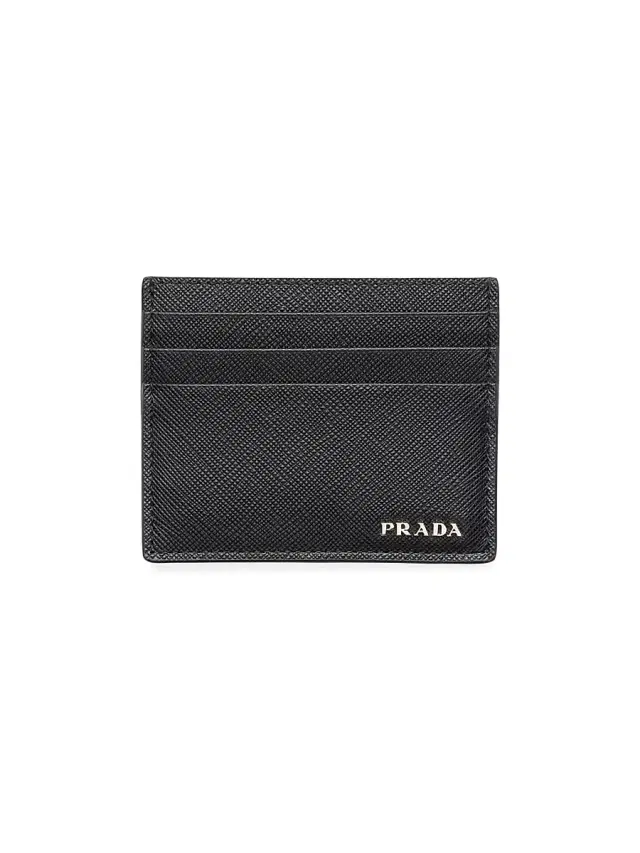 Prada Men's Saffiano Leather Card Holder - Pure Black