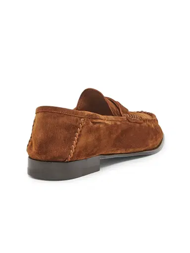 TOM FORD Men's Ripley Twisted Band Suede Loafers - Brown | Thumbnail 3