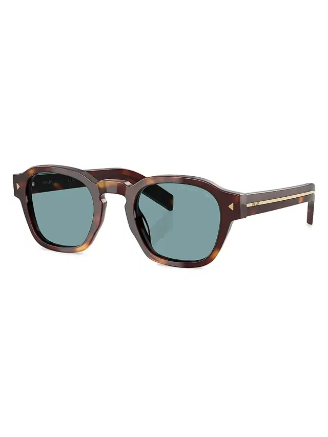 Prada Men's 52MM Round Sunglasses - Green Tortoise