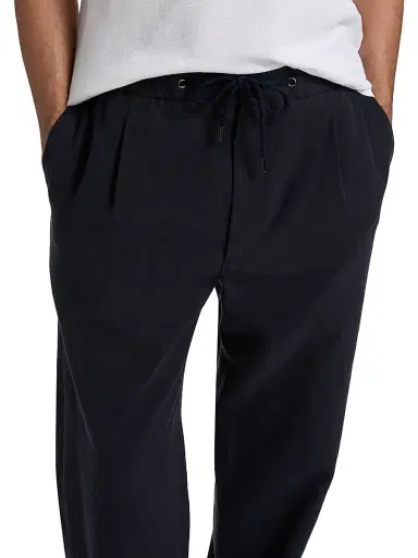 Giorgio Armani Men's Linen Drawstring Pants - Solid Dark - Size 34 | Thumbnail 6