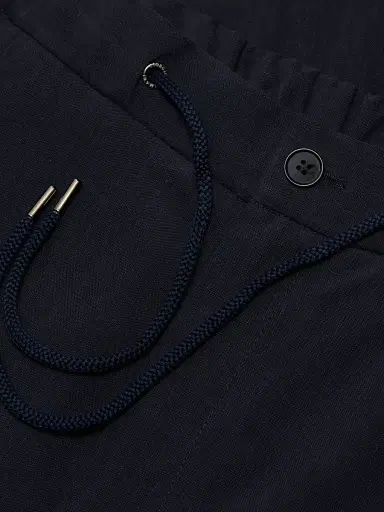 Giorgio Armani Men's Linen Drawstring Pants - Solid Dark - Size 34 | Thumbnail 7