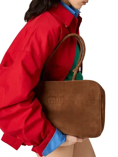Miu Miu Women's Suede Beau Top Handle Bag | Thumbnail 2 Miu Miu Women's Suede Beau Top Handle Bag | Thumbnail 2