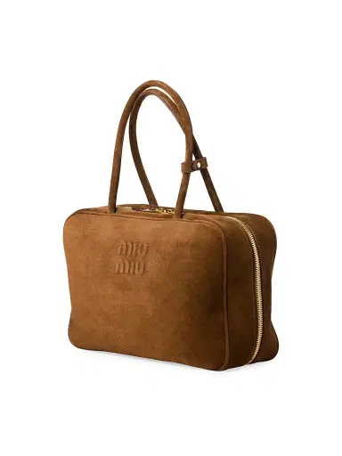 Miu Miu Women's Suede Beau Top Handle Bag | Thumbnail 4 Miu Miu Women's Suede Beau Top Handle Bag | Thumbnail 4