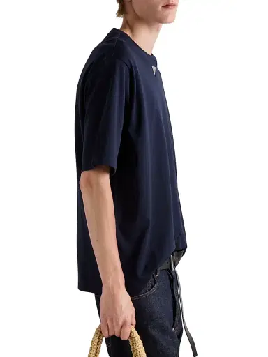 Prada Men's Cotton T-Shirt - Navy Blue | Thumbnail 3 Prada Men's Cotton T-Shirt - Navy Blue | Thumbnail 3
