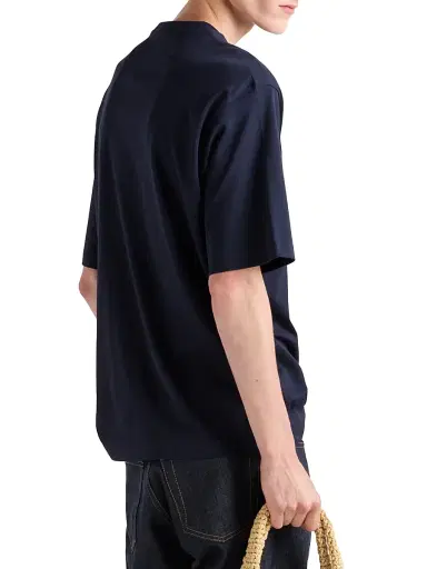 Prada Men's Cotton T-Shirt - Navy Blue | Thumbnail 4 Prada Men's Cotton T-Shirt - Navy Blue | Thumbnail 4