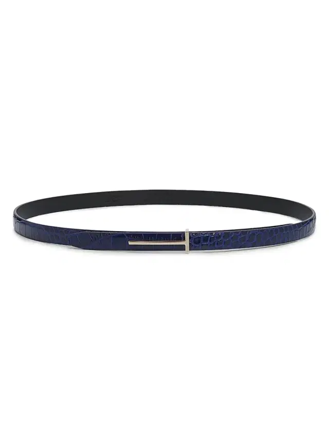 TOM FORD Women's Slim T Crocodile-Embossed Leather Belt - Sea Blue