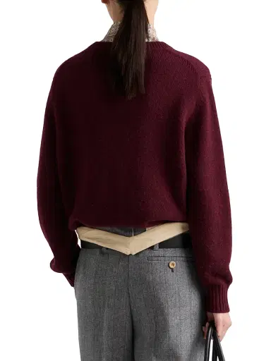 Prada Women's Wool and Cashmere Crew-Neck Sweater - Dark Red - Size 8 | Thumbnail 4 Prada Women's Wool and Cashmere Crew-Neck Sweater - Dark Red - Size 8 | Thumbnail 4