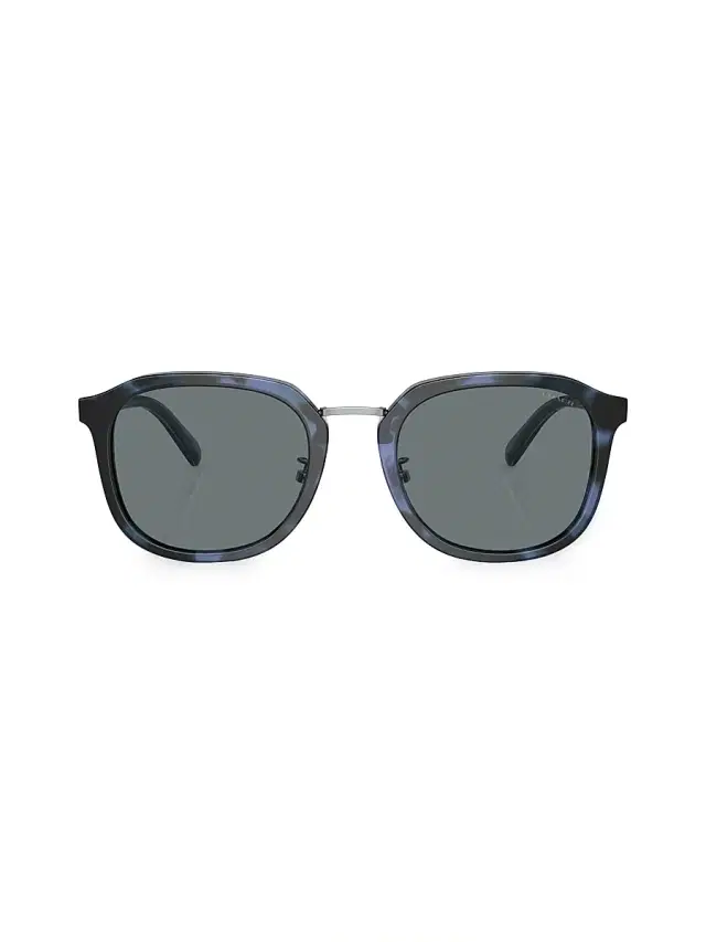 COACH Men's 54MM Round Sunglasses - Blue Havana
