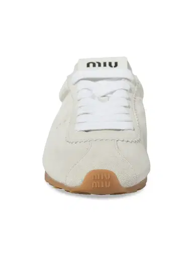 Miu Miu Women's Plume Suede Sneakers - White - Size 7 | Thumbnail 2