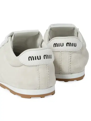 Miu Miu Women's Plume Suede Sneakers - White - Size 7 | Thumbnail 3