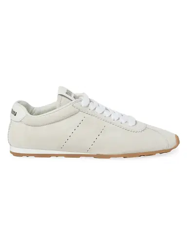 Miu Miu Women's Plume Suede Sneakers - White - Size 7 | Thumbnail 1