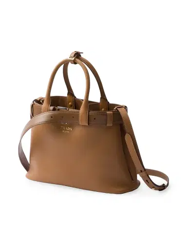 Prada Women's Buckle Medium Leather Top Handle Bag with Belt - Brown | Thumbnail 3 Prada Women's Buckle Medium Leather Top Handle Bag with Belt - Brown | Thumbnail 3