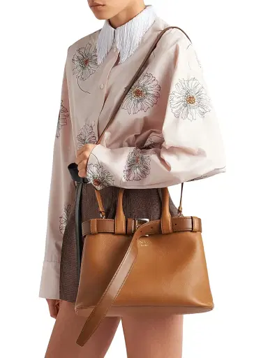 Prada Women's Buckle Medium Leather Top Handle Bag with Belt - Brown | Thumbnail 7 Prada Women's Buckle Medium Leather Top Handle Bag with Belt - Brown | Thumbnail 7