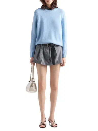 Prada Women's Wool and Cashmere Crew-Neck Sweater - Blue - Size 2 | Thumbnail 2 Prada Women's Wool and Cashmere Crew-Neck Sweater - Blue - Size 2 | Thumbnail 2