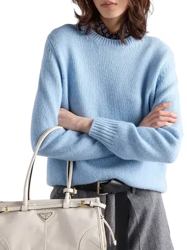 Prada Women's Wool and Cashmere Crew-Neck Sweater - Blue - Size 2 | Thumbnail 3 Prada Women's Wool and Cashmere Crew-Neck Sweater - Blue - Size 2 | Thumbnail 3