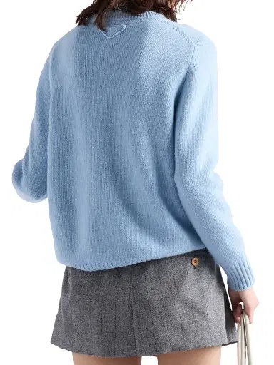 Prada Women's Wool and Cashmere Crew-Neck Sweater - Blue - Size 2 | Thumbnail 4 Prada Women's Wool and Cashmere Crew-Neck Sweater - Blue - Size 2 | Thumbnail 4