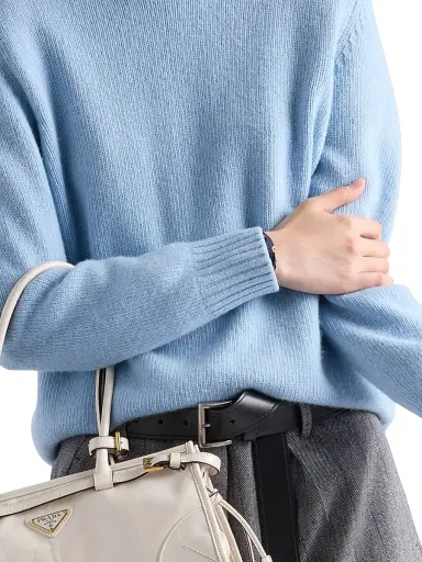 Prada Women's Wool and Cashmere Crew-Neck Sweater - Blue - Size 2 | Thumbnail 5 Prada Women's Wool and Cashmere Crew-Neck Sweater - Blue - Size 2 | Thumbnail 5