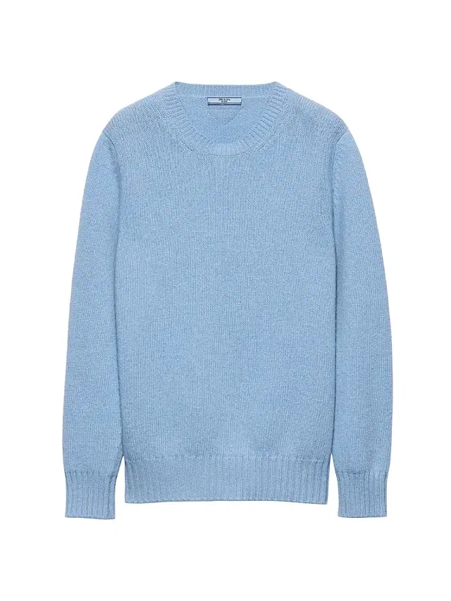 Prada Women's Wool and Cashmere Crew-Neck Sweater - Blue