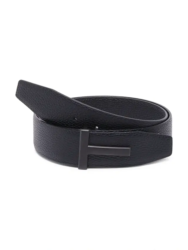 Tom Ford Men's T Buckle Reversible Belt - Black