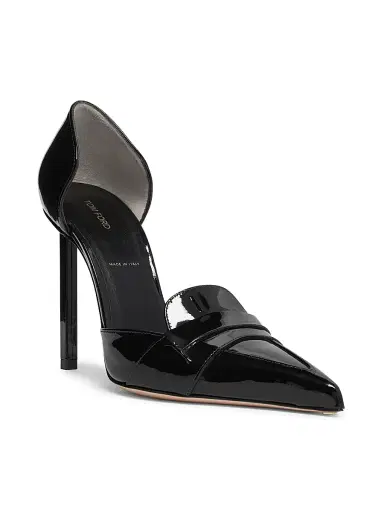 Tom Ford Women's 105MM Patent Leather D'Orsay Pumps - Black - Size 10 | Thumbnail 2
