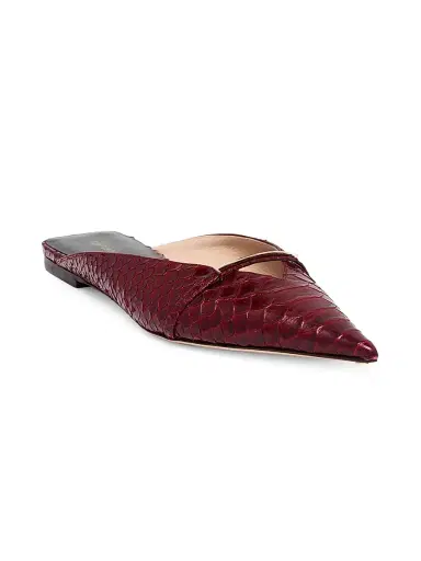Tom Ford Women's Python-Embossed Leather Mules - Ruby Red - Size 12 | Thumbnail 3