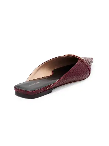Tom Ford Women's Python-Embossed Leather Mules - Ruby Red - Size 12 | Thumbnail 4
