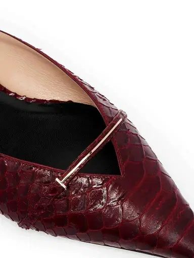 Tom Ford Women's Python-Embossed Leather Mules - Ruby Red - Size 12 | Thumbnail 6