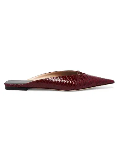 Tom Ford Women's Python-Embossed Leather Mules - Ruby Red - Size 12 | Thumbnail 1