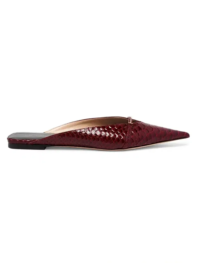 TOM FORD Women's Python-Embossed Leather Mules - Ruby Red