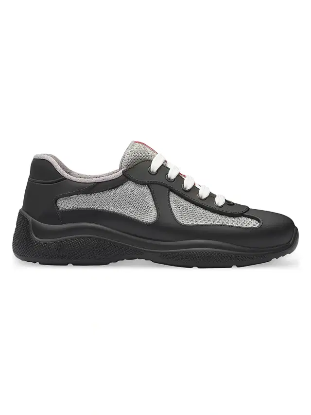 Prada Women's America's Cup Soft Rubber and Bike Fabric Sneakers - Black