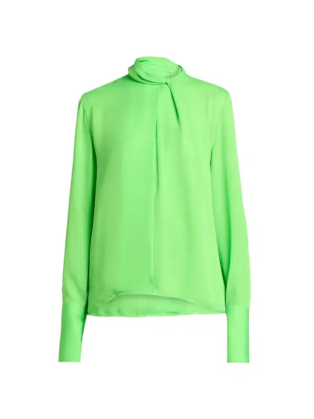 TOM FORD Women's Silk-Georgette Tieneck Blouse - Green Flash