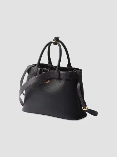 Prada Women's Buckle Medium Leather Top Handle Bag with Belt - Black | Thumbnail 3 Prada Women's Buckle Medium Leather Top Handle Bag with Belt - Black | Thumbnail 3