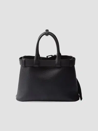 Prada Women's Buckle Medium Leather Top Handle Bag with Belt - Black | Thumbnail 4 Prada Women's Buckle Medium Leather Top Handle Bag with Belt - Black | Thumbnail 4