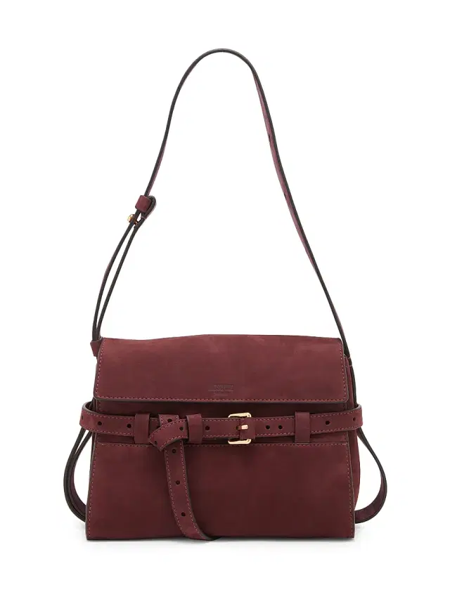 Moschino Women's Tie Me Nubuck Suede Shoulder Bag - Wine