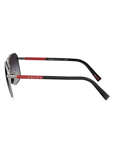 Prada Men's 60MM Aviator Sunglasses - Gunmetal | Thumbnail 3 Prada Men's 60MM Aviator Sunglasses - Gunmetal | Thumbnail 3