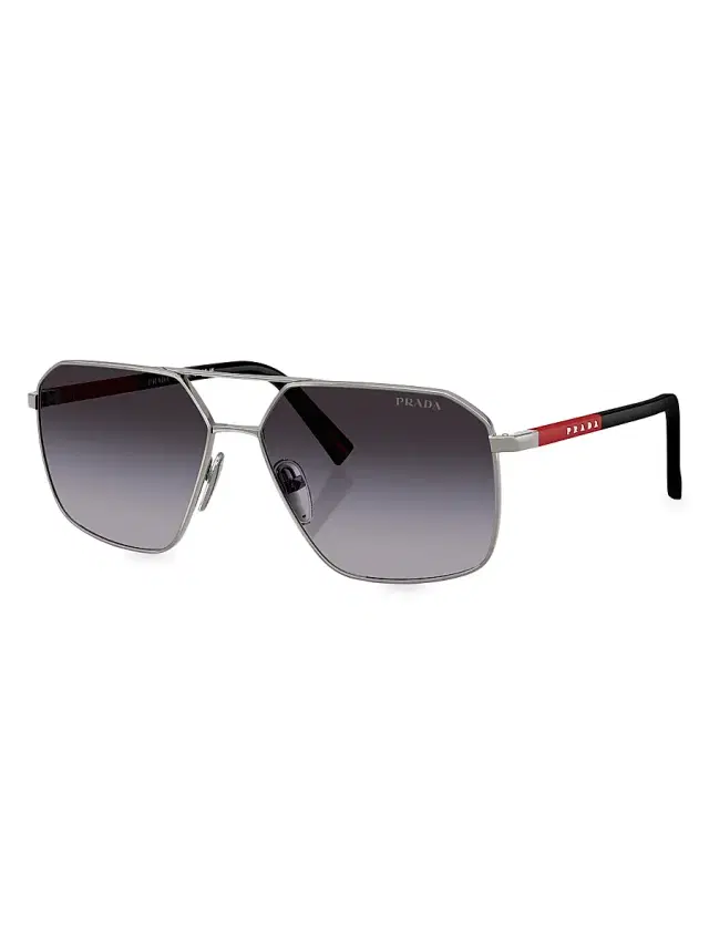 Prada Men's 60MM Aviator Sunglasses - Gunmetal