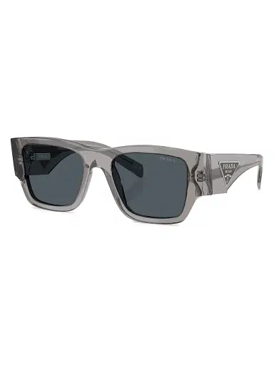 Prada Men's 54MM Rectangular Sunglasses - Transparent Grey | Thumbnail 1