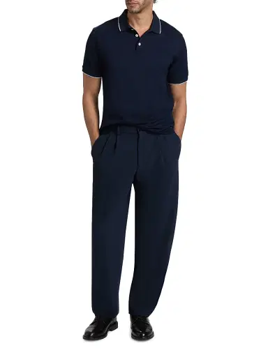 Giorgio Armani Men's Cotton Jersey Polo Shirt - Blue - Size 42 | Thumbnail 2 Giorgio Armani Men's Cotton Jersey Polo Shirt - Blue - Size 42 | Thumbnail 2
