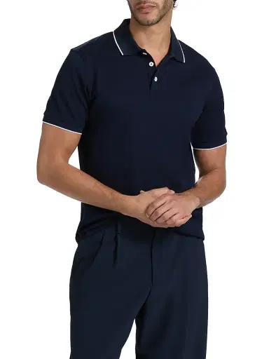 Giorgio Armani Men's Cotton Jersey Polo Shirt - Blue - Size 42 | Thumbnail 3 Giorgio Armani Men's Cotton Jersey Polo Shirt - Blue - Size 42 | Thumbnail 3