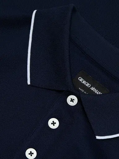 Giorgio Armani Men's Cotton Jersey Polo Shirt - Blue - Size 42 | Thumbnail 7 Giorgio Armani Men's Cotton Jersey Polo Shirt - Blue - Size 42 | Thumbnail 7