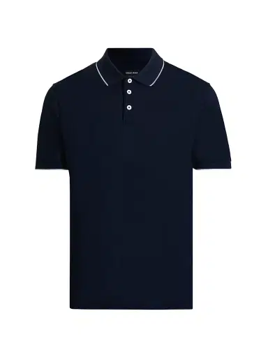 Giorgio Armani Men's Cotton Jersey Polo Shirt - Blue - Size 42 | Thumbnail 1 Giorgio Armani Men's Cotton Jersey Polo Shirt - Blue - Size 42 | Thumbnail 1