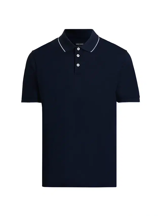 Giorgio Armani Men's Cotton Jersey Polo Shirt - Blue