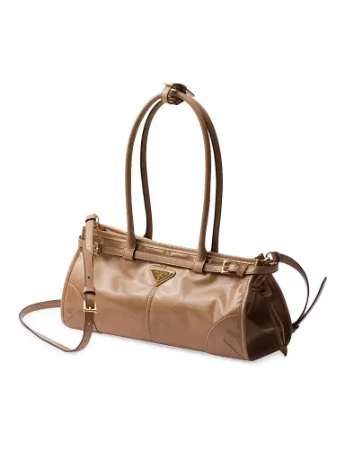Prada Women's Bonnie Leather Top Handle Bag - Brown | Thumbnail 2 Prada Women's Bonnie Leather Top Handle Bag - Brown | Thumbnail 2